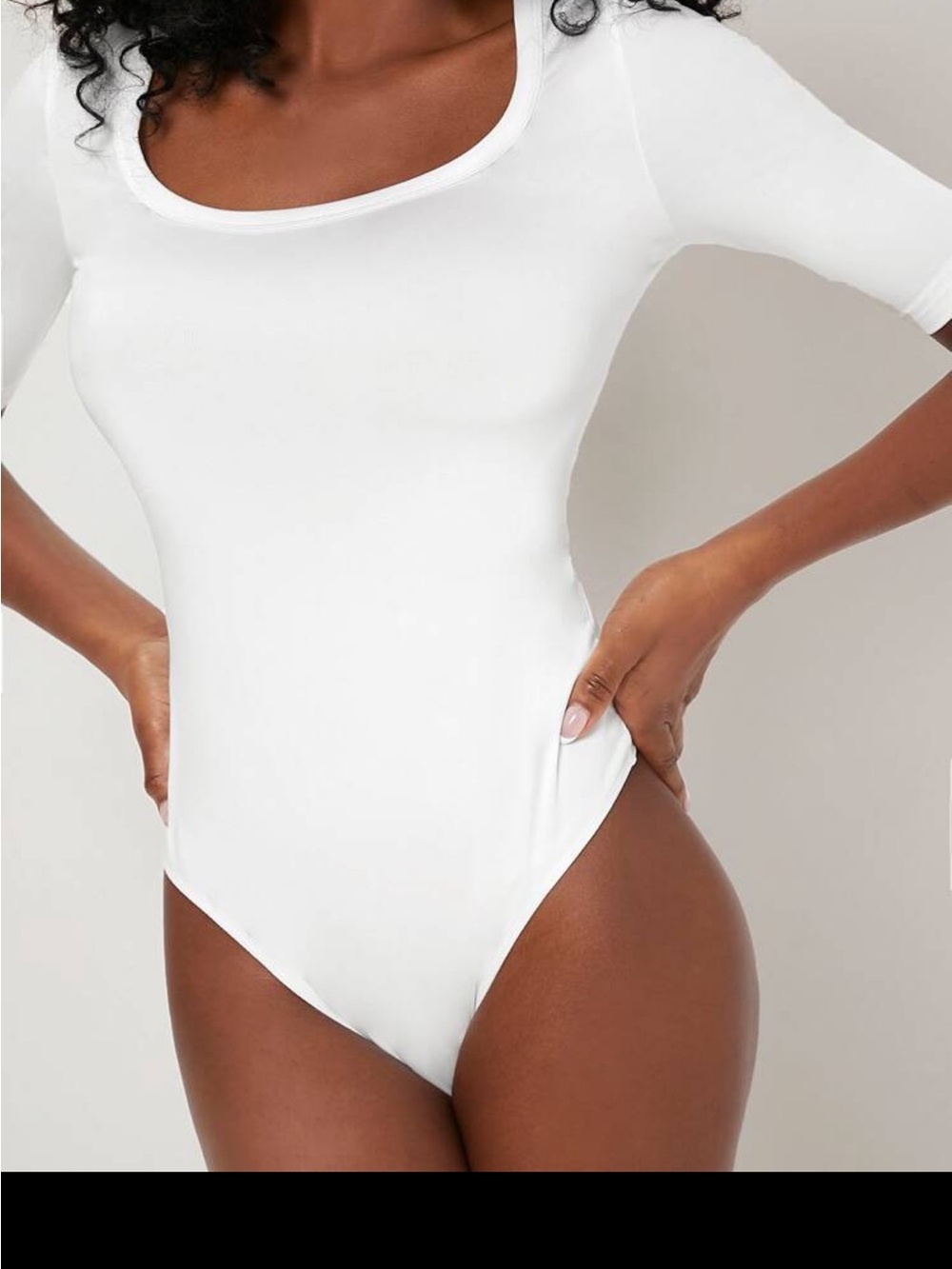 SHEIN White Scoop Neck Short Sleeve Bodysuit